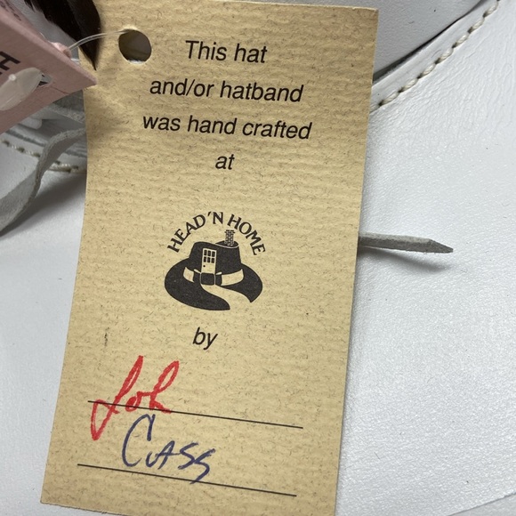 NWT Head’N Home White Medium Leather & Ostrich Feather Hat - Picture 6 of 14